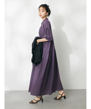 CRAFT STANDARD BOUTIQUE インド綿ティアードマキシワンピース Purple
