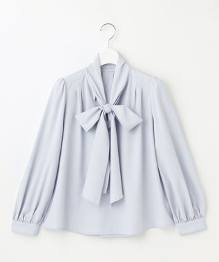 Feroux 【新色追加・洗える】ボリューム リボンタイ ブラウス ライトグレー系