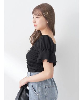 earth music&ecology カットシャーリングプルオーバー Black