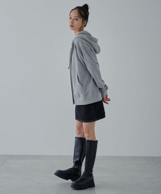 WEGO 【ユニセックス着用ITEM/SMLサイズ展開】リラックスフィットダブルZIPパーカー 杢グレー