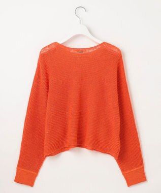 自由区 S 【洗える】リネンミドルゲージドルマンスリーブ ニット オレンジ