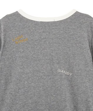 AMERICAN HOLIC ランダムロゴ刺繍リンガーTシャツ Charcoal Gray