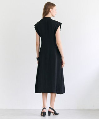 BEIGE， BERNARD / リネン混 フロントジップ スタンドカラードレス Black