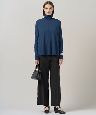 ICB L 【スマートバック仕様・洗える】ストレッチダブルサテン カーゴパンツ ブラック系