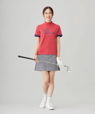 23区GOLF 【WOMEN】【吸水速乾/UVカット】モックネックシャツ レッド系