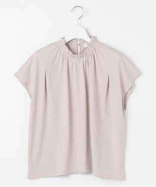 Feroux 【UVケア】スタンドネックフレンチスリーブ Tシャツ グレージュ系