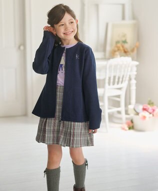 組曲 KIDS 【150-160㎝】フラワーキルト パーカー ネイビー