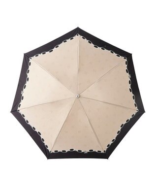MOONBAT ランバン オン ブルー 折りたたみ傘 チェーン柄サテンジャガードプリント 簡単開閉 ベージュ