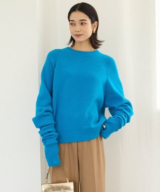 UNFILO 【洗える】ふわふわニット 2WAYクルーカーディガン ブルー