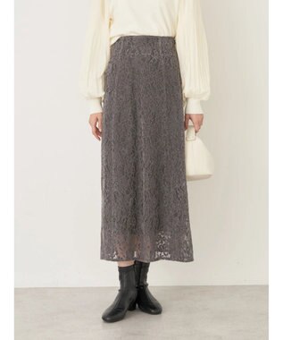 earth music&ecology モールレーススカート Charcoal Gray