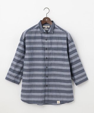 JOSEPH ABBOUD MOUNTAIN 【SPACE／UNISEX】七分袖 ランダムボーダー シャツ ネイビー系2