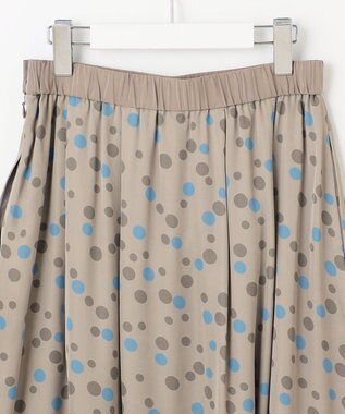 自由区 L マルチポルカドットプリント スカート モカベース