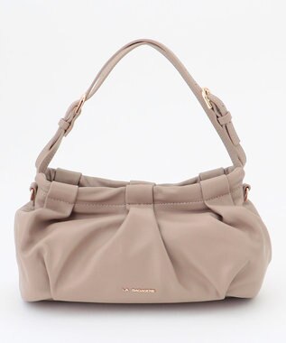 LA BAGAGERIE シープレザー　ギャザーミニバッグ グレージュ