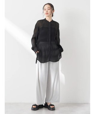 earth music&ecology クシュクシュシアーシャツ Black