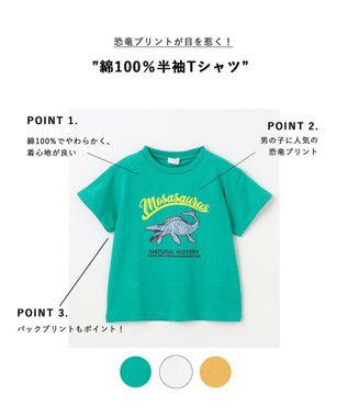 ANY KIDS 恐竜プリント 半袖 Tシャツ グリーン（モササウルス）