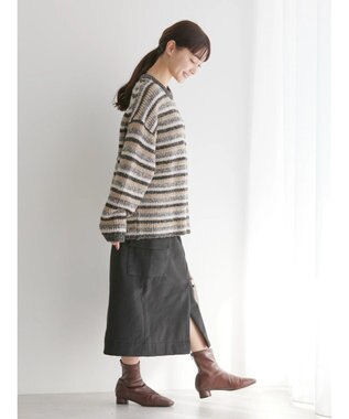 AMERICAN HOLIC グラデーションボーダーニットプルオーバー Black