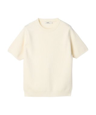 earth music&ecology 総針クルーネックハンソデプルオーバー Ivory