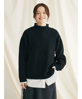 CRAFT STANDARD BOUTIQUE 洗えるモールニット配色プルオーバー