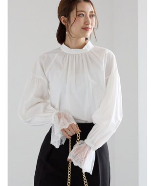 Te chichi レースカフスボリュームスリーブブラウス オフホワイト