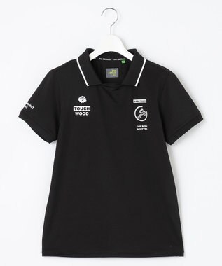 PW CIRCULUS 【WOMEN】【ストレッチ/UVケア】フェイクレイヤード カノコ ポロシャツ ゴルフウェア レディース ブラック系