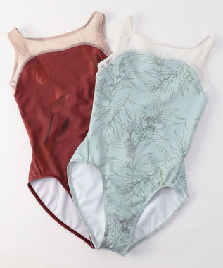 Chacott ノースリーブレオタード ガーネットプリント