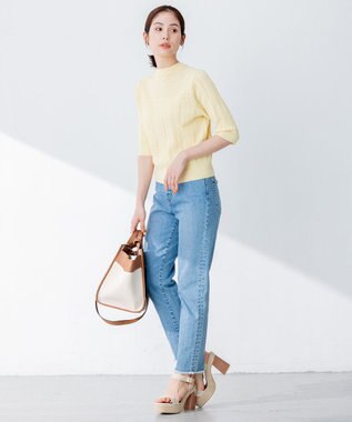 組曲 S 【前後着用可】MINAレーシーニット カーディガン イエロー系9