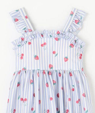 ANY KIDS ストライプ×フルーツ ワンピース 水着 サックスブルー系