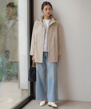 J.PRESS LADIES 【洗える】BASIC STRETCH DENIM ワイド ストレート デニム ブリーチ系