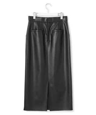 ICB L 【洗える】フェイクレザー ナロースカート ブラック系