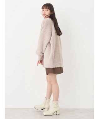 earth music&ecology ロングシャギーＶネックカーディガン Beige