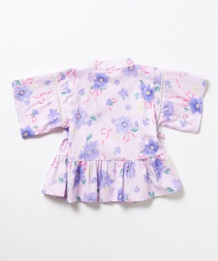 ANY KIDS 【洗濯機可能】簡単帯付き 甚平セット ラベンダー×花柄