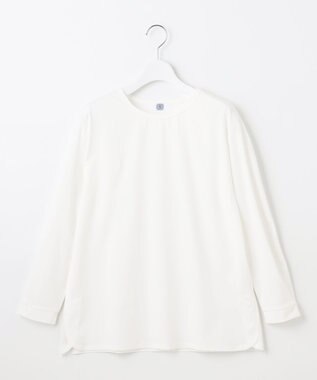 J.PRESS LADIES L プレーティング シャツテール ロングスリーブ Tシャツ ホワイト系