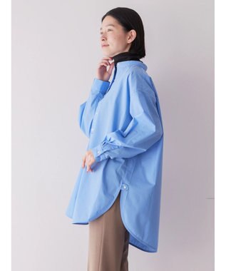 AMERICAN HOLIC イージーケアバンドカラーシャツチュニック Sax