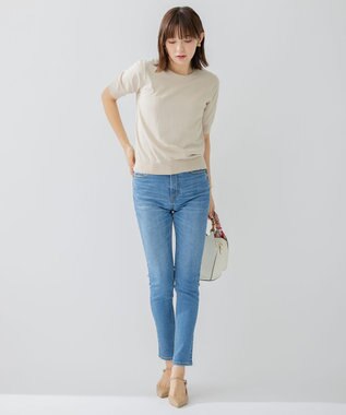 23区 L 【アンサンブル対応/洗える】プレミアム コットン 半袖 プルオーバー ベージュ系