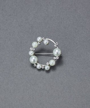 Phoebe フォーマルパールビジューサークルブローチ　シルバー
