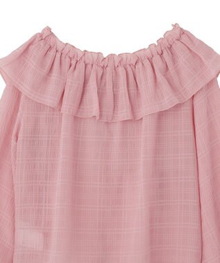 earth music&ecology シアーチェック2wayオフショルブラウス Pink