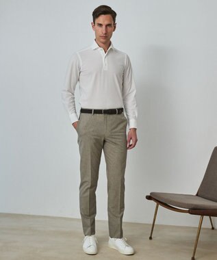 GOTAIRIKU あのBIZポロが 長袖に【仕事で着られる】キレイめ 鹿の子 ビズポロシャツ_ロング ホワイト系