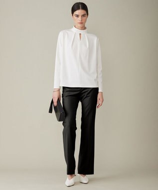 ICB L 【洗える】シャイニースムース ハイネックカットソー オフホワイト系