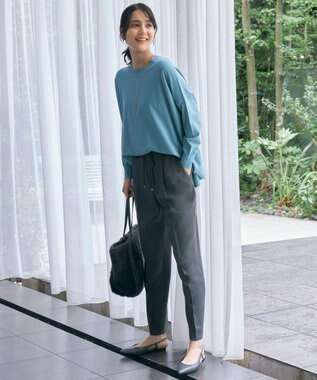 自由区 L 【洗える】ツイステッドダブルクロス テーパード パンツ グレー