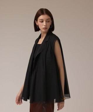 GRACE CONTINENTAL チュールオーバーベスト ブラック