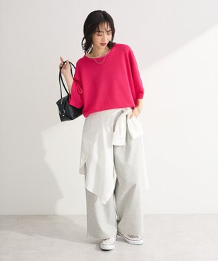 Green Parks 七分袖機能ニットプルオーバー Pink