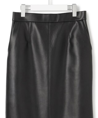 ICB L 【洗える】フェイクレザー ナロースカート ブラック系