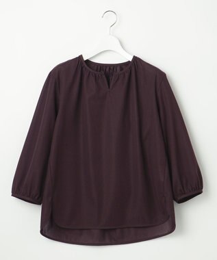 J.PRESS LADIES 【WEB限定カラーあり・洗える・イージーケア】 アーネストストライプ スリットネック カットソー ワイン系1