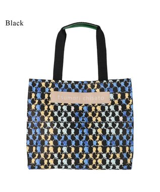 tsumori chisato CARRY タコチェック トートバッグ 【 水や汚れに強いコーティング 】 ブラック