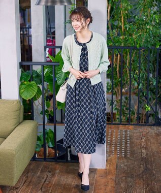 Tiaclasse 【洗える】7分袖前身レースカーディガン ミント