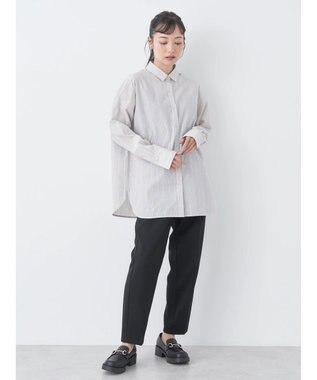 earth music&ecology レギュラーカラーシャツ Stripe Beige