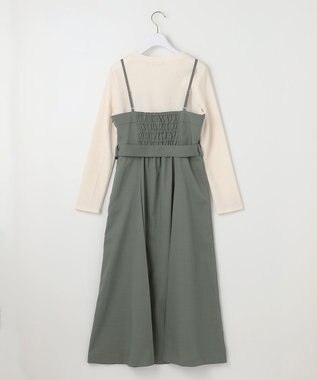 ANY SIS L 【2SET】ビスチェワンピース×シアーラッセルプルオーバーセット カーキ系