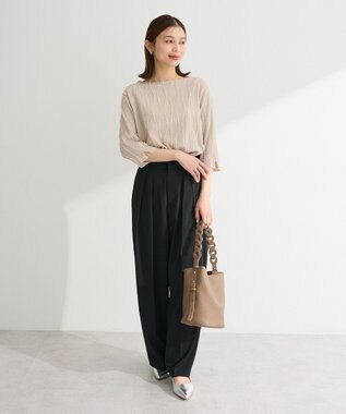 Green Parks ５分袖表面感カットプルオーバー Beige
