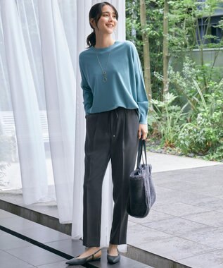 自由区 L 【洗える】ツイステッドダブルクロス テーパード パンツ グレー