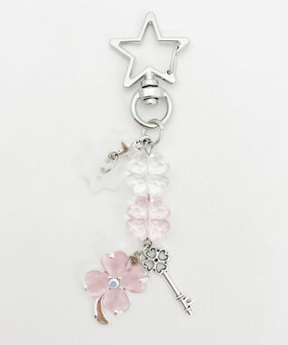 WEGO ビジュークローバービーズキーホルダー ピンク